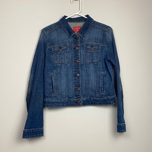 ELLE Cropped Distressed Denim Jacket Size Medium